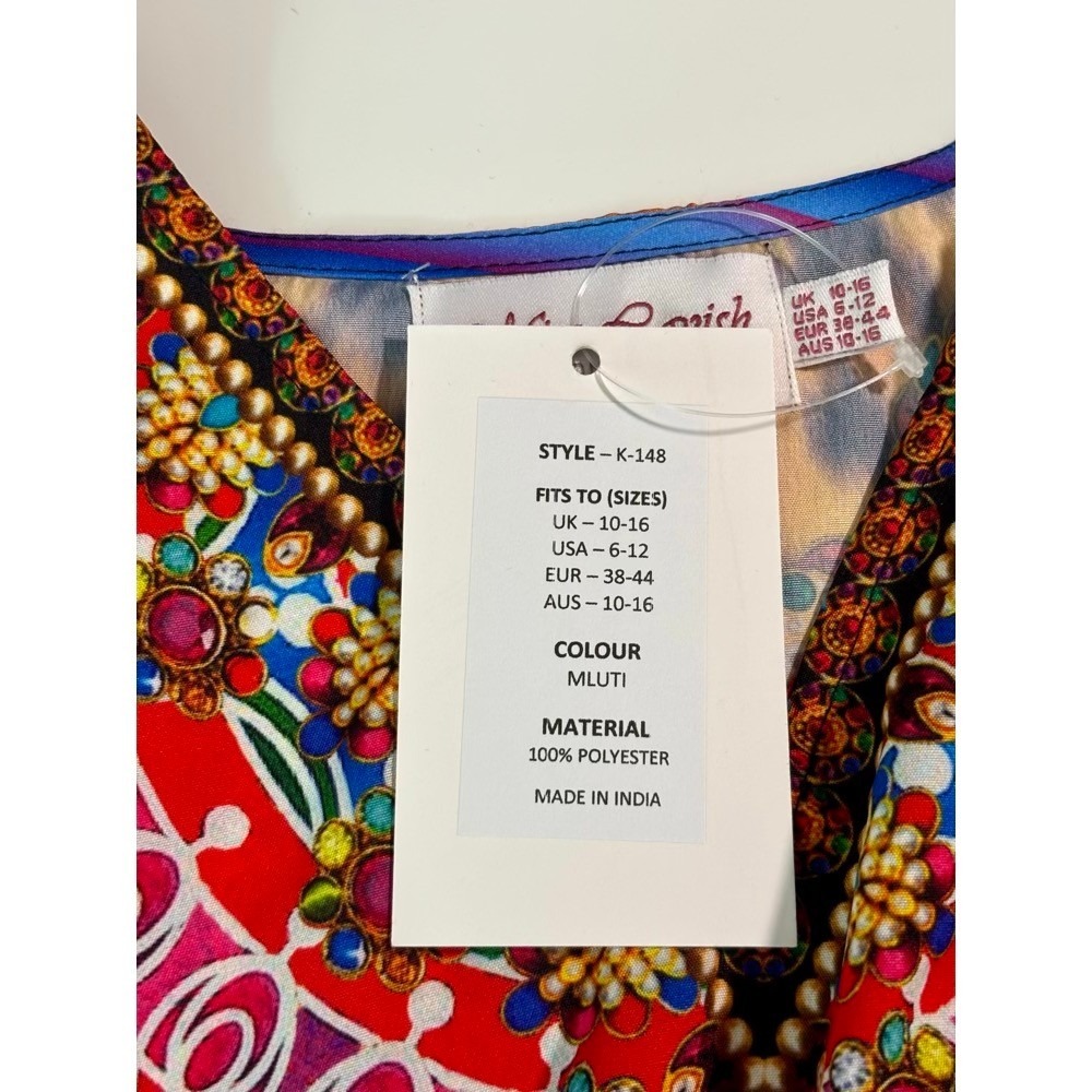 NEW Miss Lavish Muumuu Kaftan Dress Women 6-12 Leopard Floral Mrs Roper Coverup - Picture 4 of 14